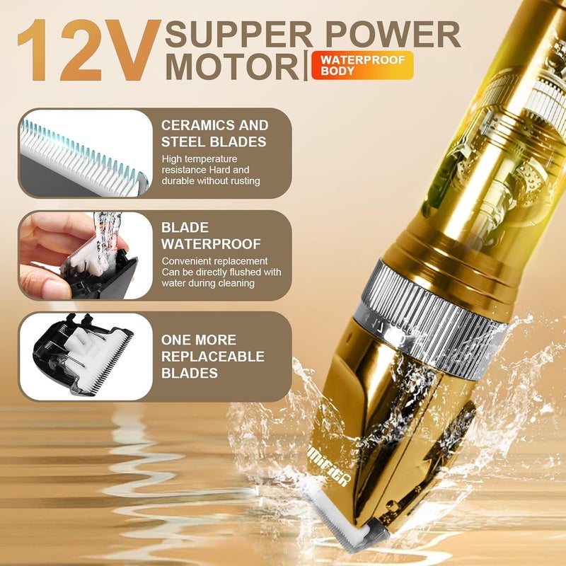 Sunifier Professional Dog Grooming Clippers for Thick Coat - Dog Hair Trimmer for Grooming- Sheep Shears for Thick Hair – Pet Grooming Clippers for Dogs, Cats, Sheeps, Horse (Gold) - Image 4